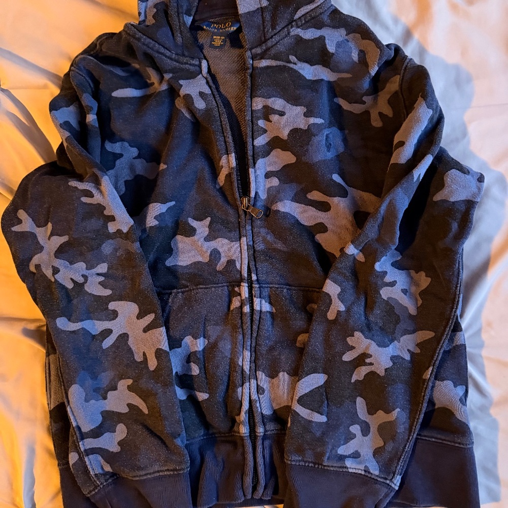 Polo Ralph Lauren Boys Blue Camp Zip Up Hoodie